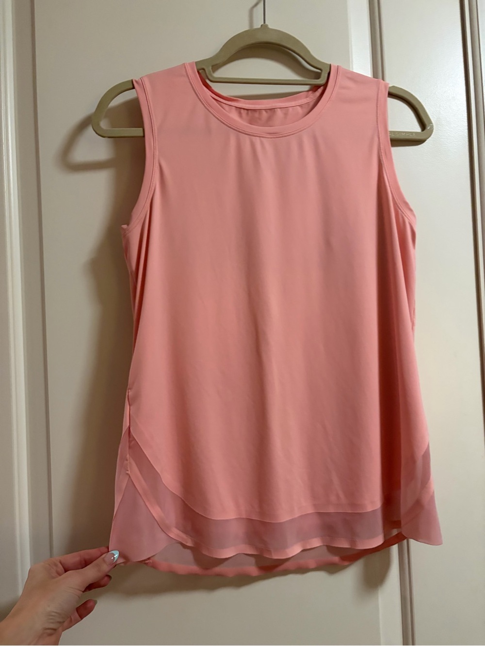 🎀🍑Athleta Blush Peach Sheer Hem Sleeveless Active Athletic Tank Top🍑🎀